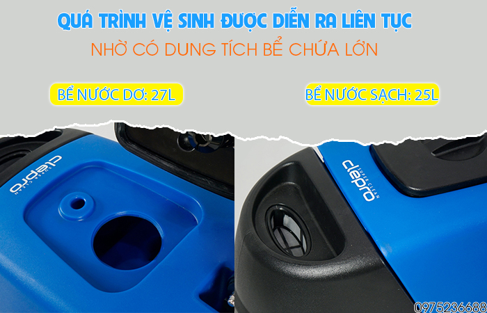 Clepro C35E có dung tích bể chứa nước lớn
