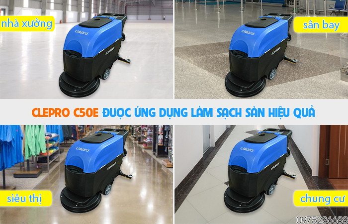 Ứng dụng máy chà sàn liên hợp Clepro C50E