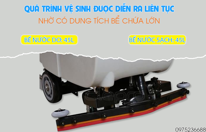 Clepro C51B có dung tích bể chứa nước lớn