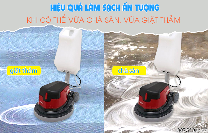 Clepro CS17R vừa chà sàn vừa giặt thảm mang lại hiệu quả làm sạch ấn tượng