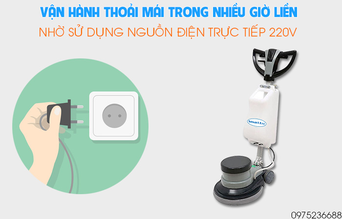 Smart Eco SE 005 vận hành thoải mái bằng nhiều giờ liền bằng điện 220V