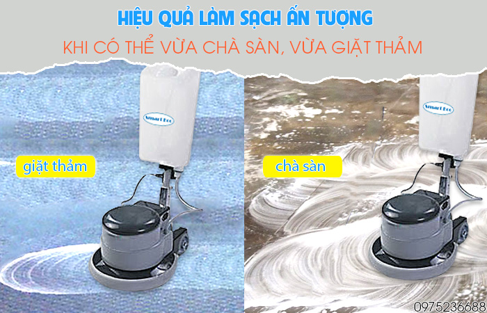 Smart Eco SE 130 vừa chà sàn vừa giặt thảm mang lại hiệu quả làm sạch ấn tượng