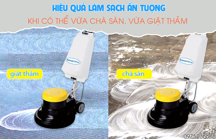 Smart Eco SE 154A vừa chà sàn vừa giặt thảm mang lại hiệu quả làm sạch ấn tượng