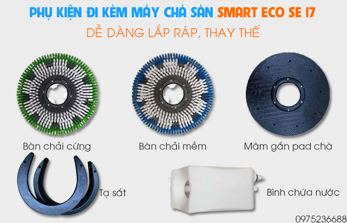 Phụ kiện đi kèm máy chà sàn giặt thảm Smart Eco SE 17
