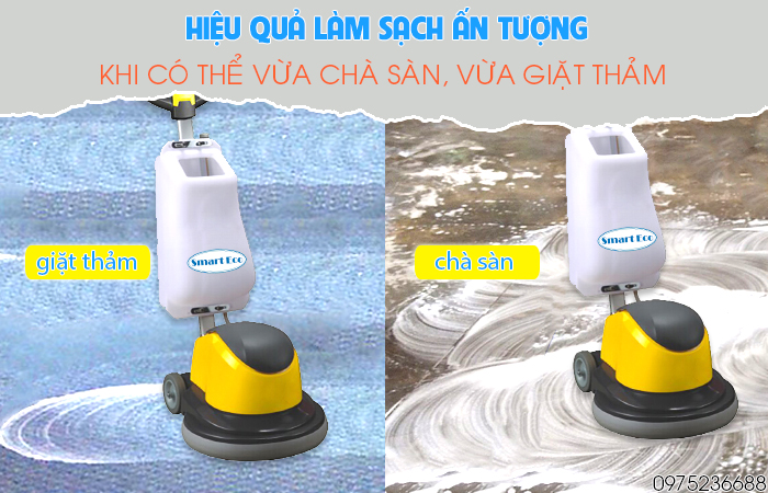 Smart Eco SE 177 vừa chà sàn vừa giặt thảm mang lại hiệu quả làm sạch ấn tượng