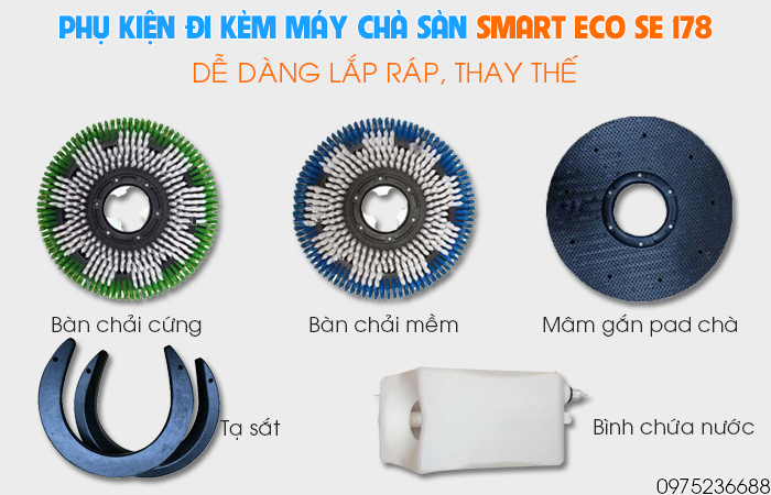 Phụ kiện đi kèm máy chà sàn giặt thảm Smart Eco SE 178