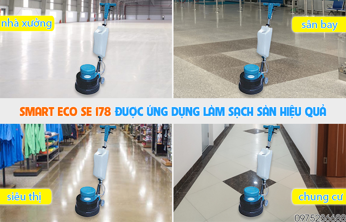 Ứng dụng máy chà sàn giặt thảm Smart Eco SE 178