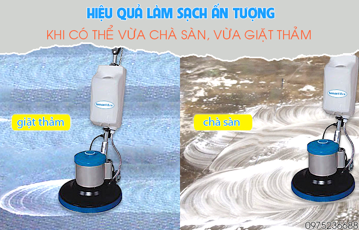 Smart Eco SE 198 vừa chà sàn vừa giặt thảm mang lại hiệu quả làm sạch ấn tượng