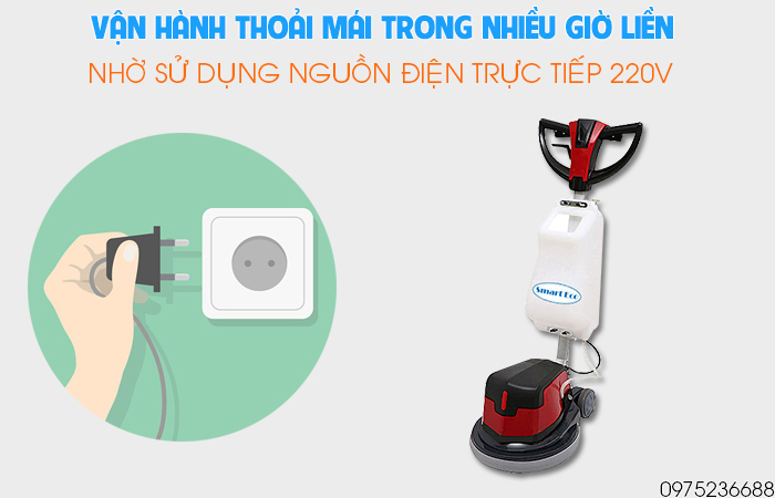 Smart Eco SE 1A vận hành thoải mái bằng nhiều giờ liền bằng điện 220V