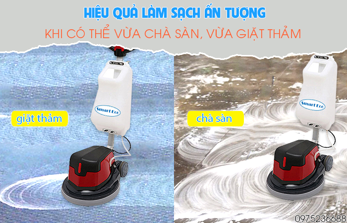 Smart Eco SE 1A vừa chà sàn vừa giặt thảm mang lại hiệu quả làm sạch ấn tượng