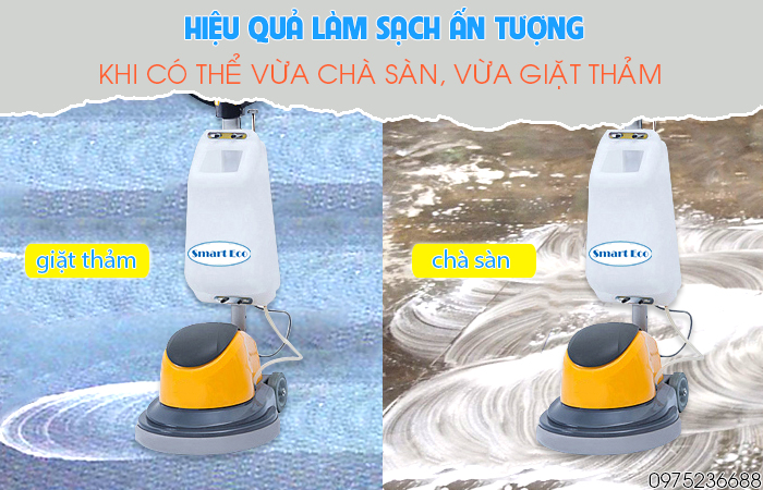 Smart Eco SE 2A-1 vừa chà sàn vừa giặt thảm mang lại hiệu quả làm sạch ấn tượng