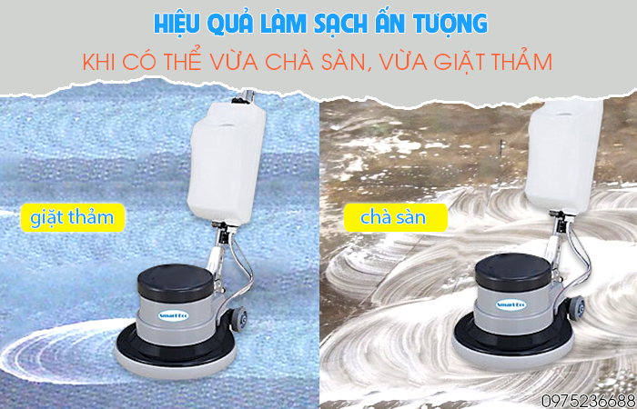 Smart Eco SE 521 vừa chà sàn vừa giặt thảm mang lại hiệu quả làm sạch ấn tượng