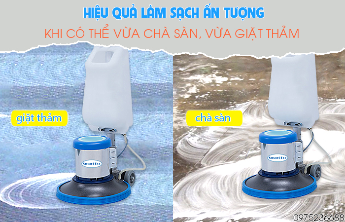 Smart Eco SE 522A vừa chà sàn vừa giặt thảm mang lại hiệu quả làm sạch ấn tượng
