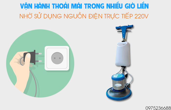 Smart Eco SE 522B vận hành thoải mái bằng nhiều giờ liền bằng điện 220V