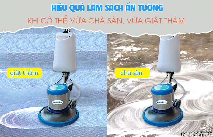 Smart Eco SE 522B vừa chà sàn vừa giặt thảm mang lại hiệu quả làm sạch ấn tượng