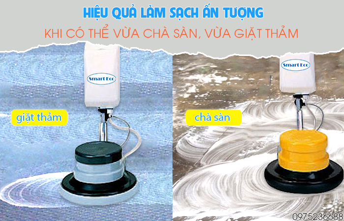 Smart Eco SE 523 vừa chà sàn vừa giặt thảm mang lại hiệu quả làm sạch ấn tượng