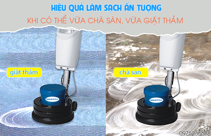 Smart Eco SE 523A vừa chà sàn vừa giặt thảm mang lại hiệu quả làm sạch ấn tượng