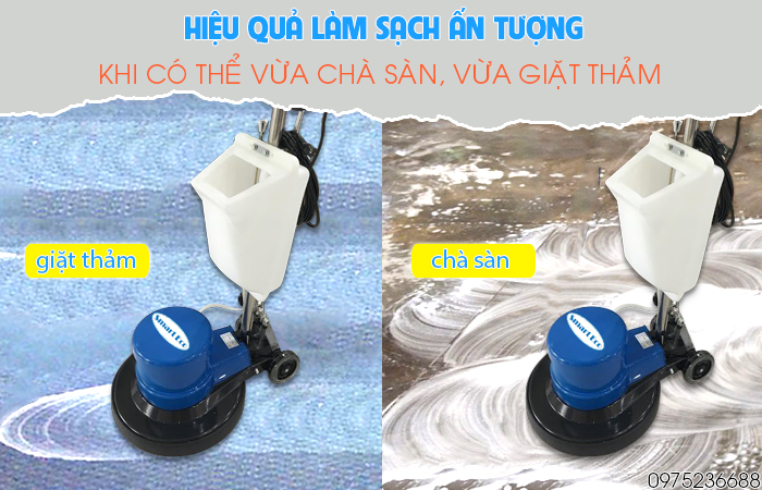 Smart Eco SE 77 vừa chà sàn vừa giặt thảm mang lại hiệu quả làm sạch ấn tượng