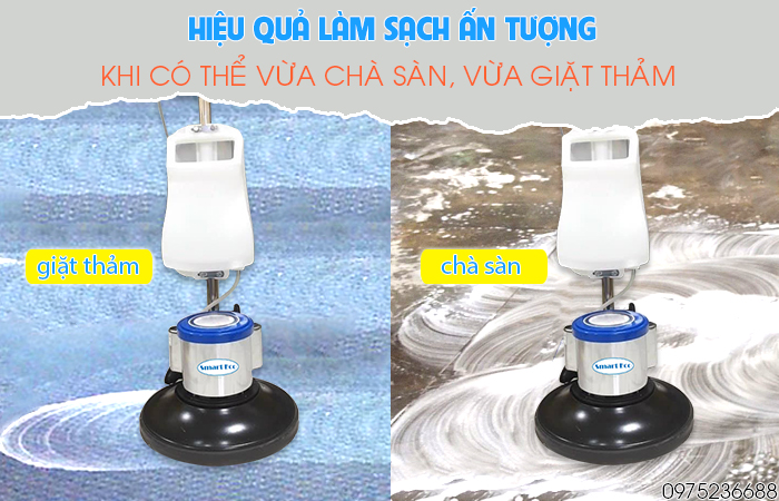 Smart Eco SE 99 vừa chà sàn vừa giặt thảm mang lại hiệu quả làm sạch ấn tượng