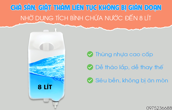 Smart Eco SE BD2AE được trang bị bình chứa nước 8 lít