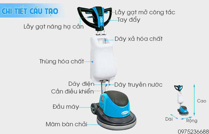 Chi tiết cấu tạo máy chà sàn giặt thảm Smart Eco SE BD2AE