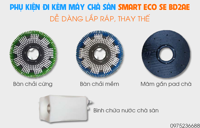 Phụ kiện đi kèm máy chà sàn giặt thảm Smart Eco SE BD2AE