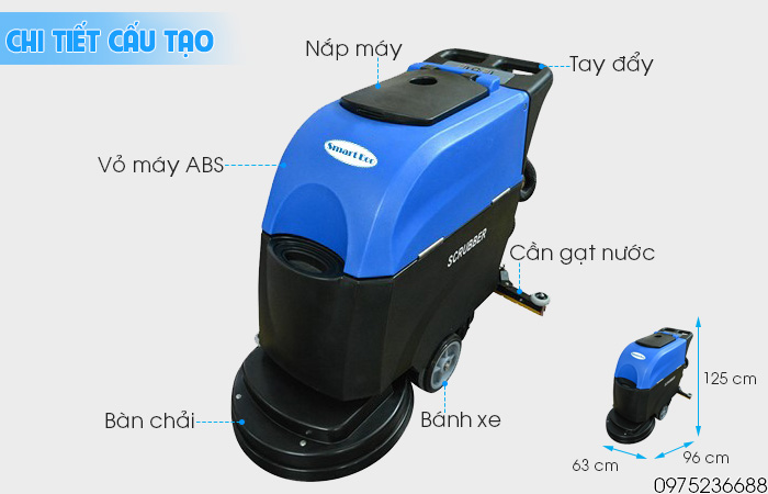 Chi tiết cấu tạo máy chà sàn liên hợp Smart Eco SE C50B