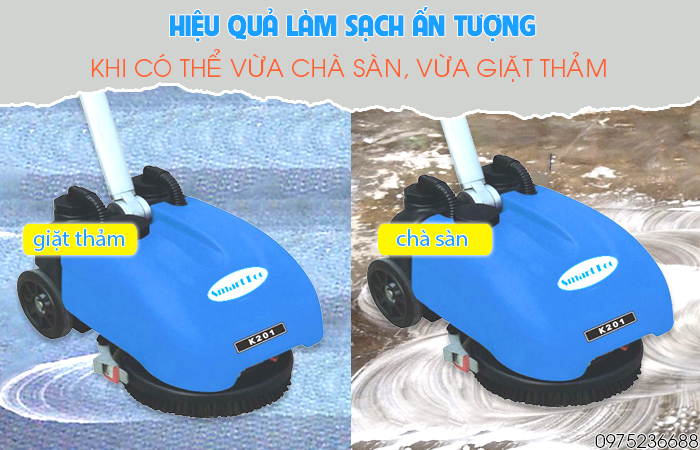 Smart Eco SE K201 vừa chà sàn vừa giặt thảm mang lại hiệu quả làm sạch ấn tượng