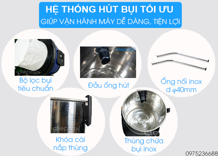 Máy hút bụi khô và ướt Cleprox X1/40 hệ thống hút bụi tối ưu