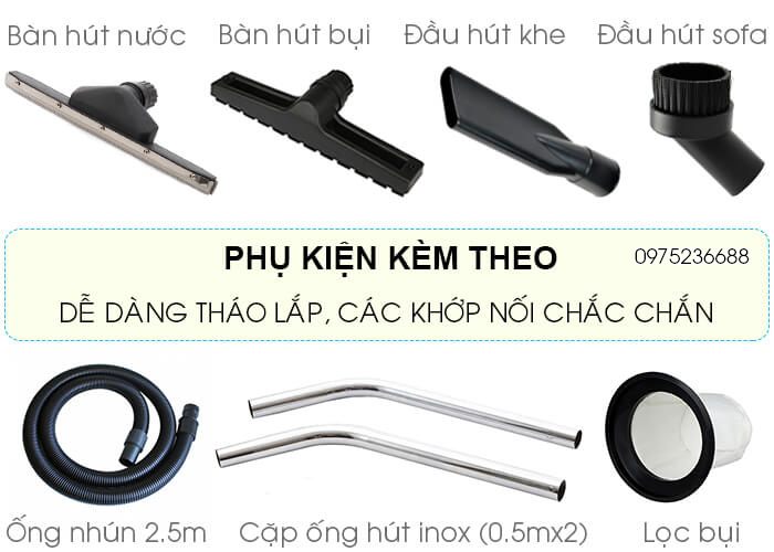 phụ kiện kèm theo Máy hút bụi khô và ướt Cleprox X1/40