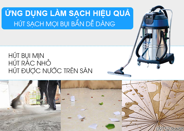 Máy hút bụi khô và ướt Cleprox X2/70 hút mọi bụi bẩn