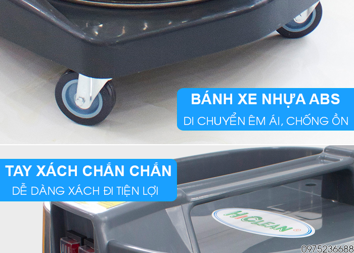 Hiclean HC 70 di chuyển dễ dàng bằng bánh xe