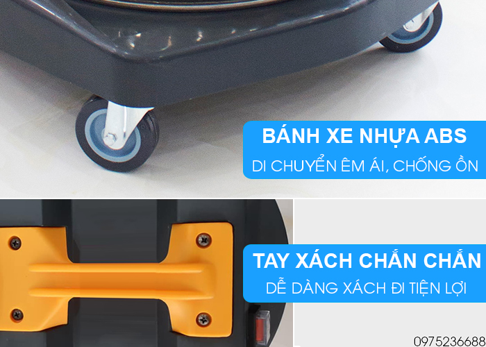 Hiclean HC 70W di chuyển linh hoạt bằng bánh xe