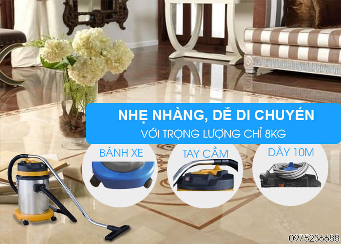Máy hút bụi khô và ướt Smart Eco SE 15 nhẹ nhàng, dễ di chuyển