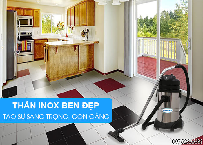 Máy hút bụi khô và ướt Smart Eco SE S1/30 thân inox bền đẹp