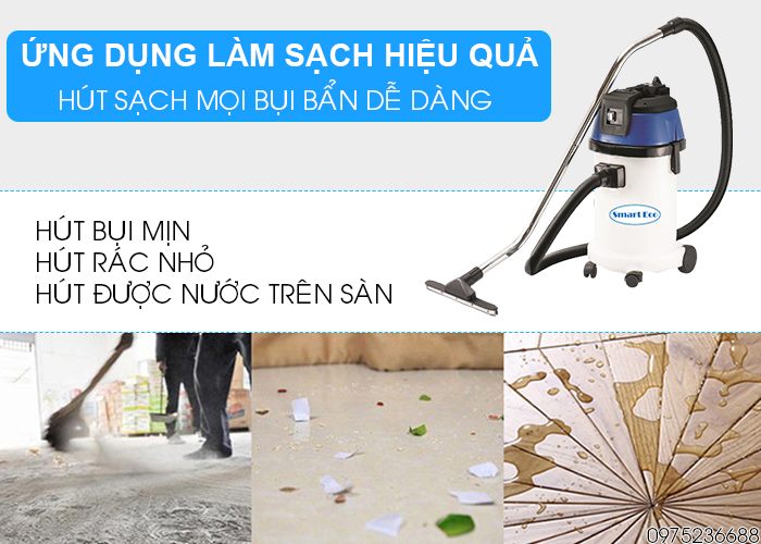 Máy hút bụi hút nước Smart Eco SE 1/40P làm sạch hiệu quả