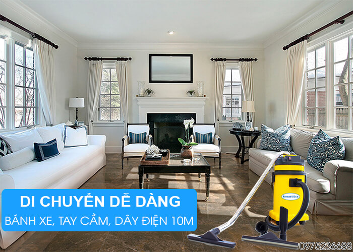 Máy hút bụi khô và nước Smart Eco SE 30P di chuyển dễ dàng