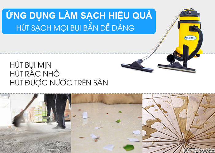 Máy hút bụi khô và nước Smart Eco SE 30P làm sạch hiệu quả