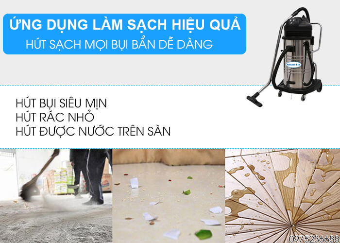 Máy hút bụi hút nước Smart Eco SE S3/80 làm sạch hiệu quả
