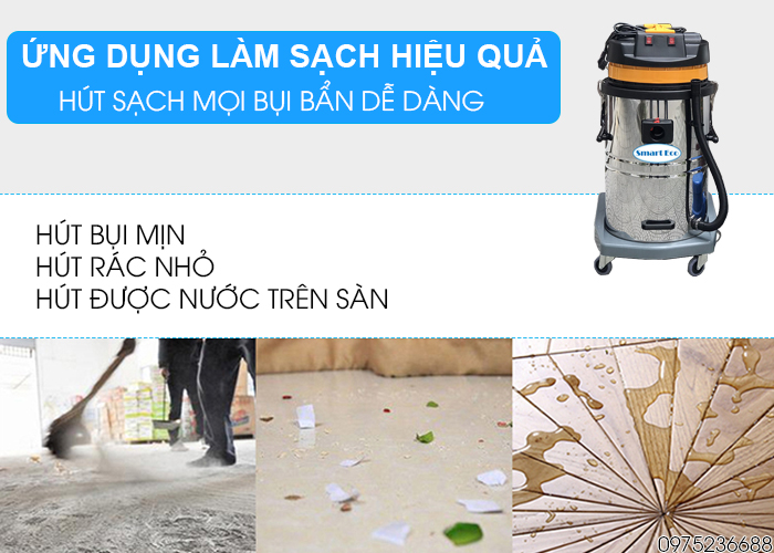 Máy hút bụi công nghiệp Smart Eco SE 60L hút mọi loại bụi