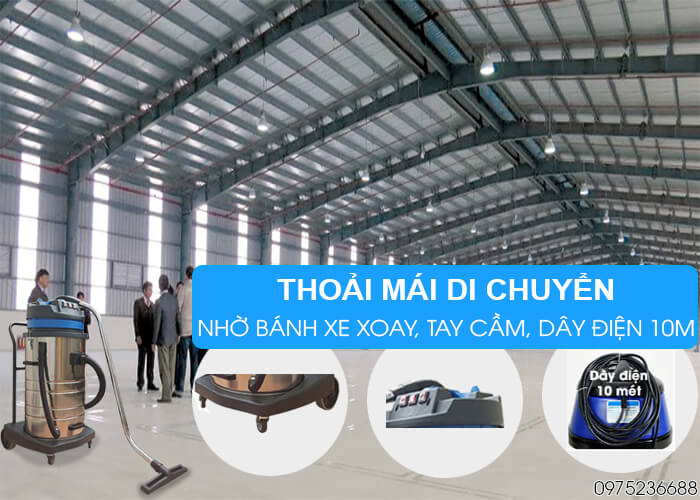 Máy hút bụi công nghiệp Smart Eco SE 80 thoải mái di chuyển