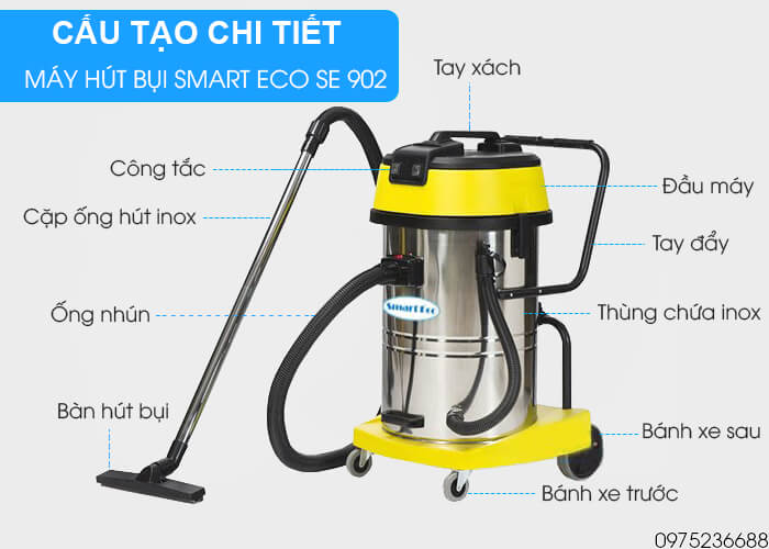 cấu tạo Máy hút bụi khô và ướt Smart Eco SE 902