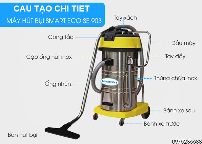 cấu tạo chi tiết Máy hút bụi công nghiệp Smart Eco SE 903