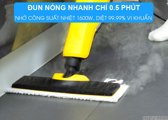 Karcher SC 3 Upright EasyFix có công suất mạnh mẽ 1600w