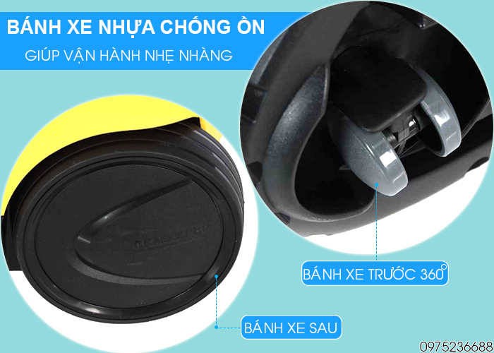 Karcher SC 4 EasyFix Iron Kit có bánh xe di chuyển dễ dàng, chống ồn