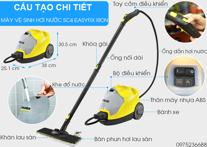 Chi tiết cấu tạo Karcher SC 4 EasyFix Iron Kit