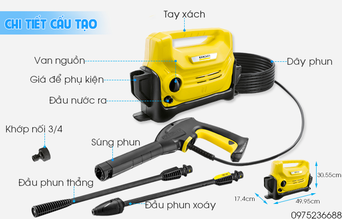 Chi tiết cấu tạo Karcher K2 Horizontal