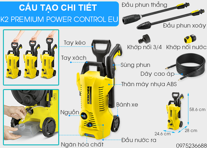 Chi tiết cấu tạo Karcher K2 Premium Power Control EU