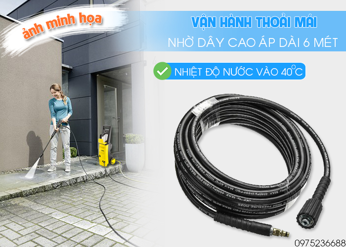 Karcher K3.450 vận hành thoải mái nhờ dây điện dài 6 mét