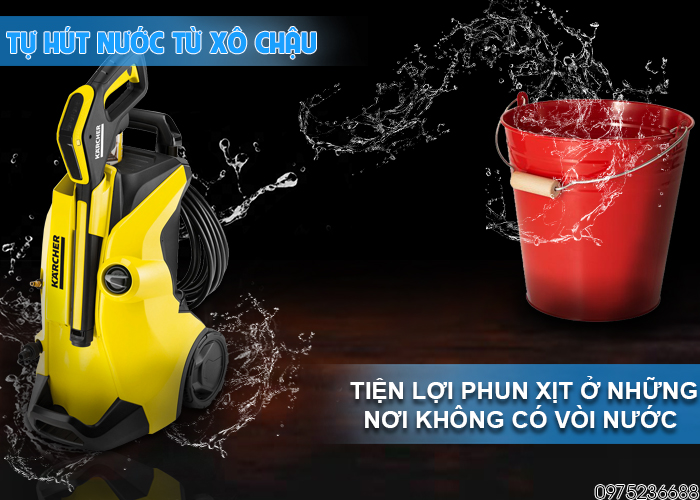 Karcher K4 Power Control có khả năng tự hút được nước từ xô chậu
